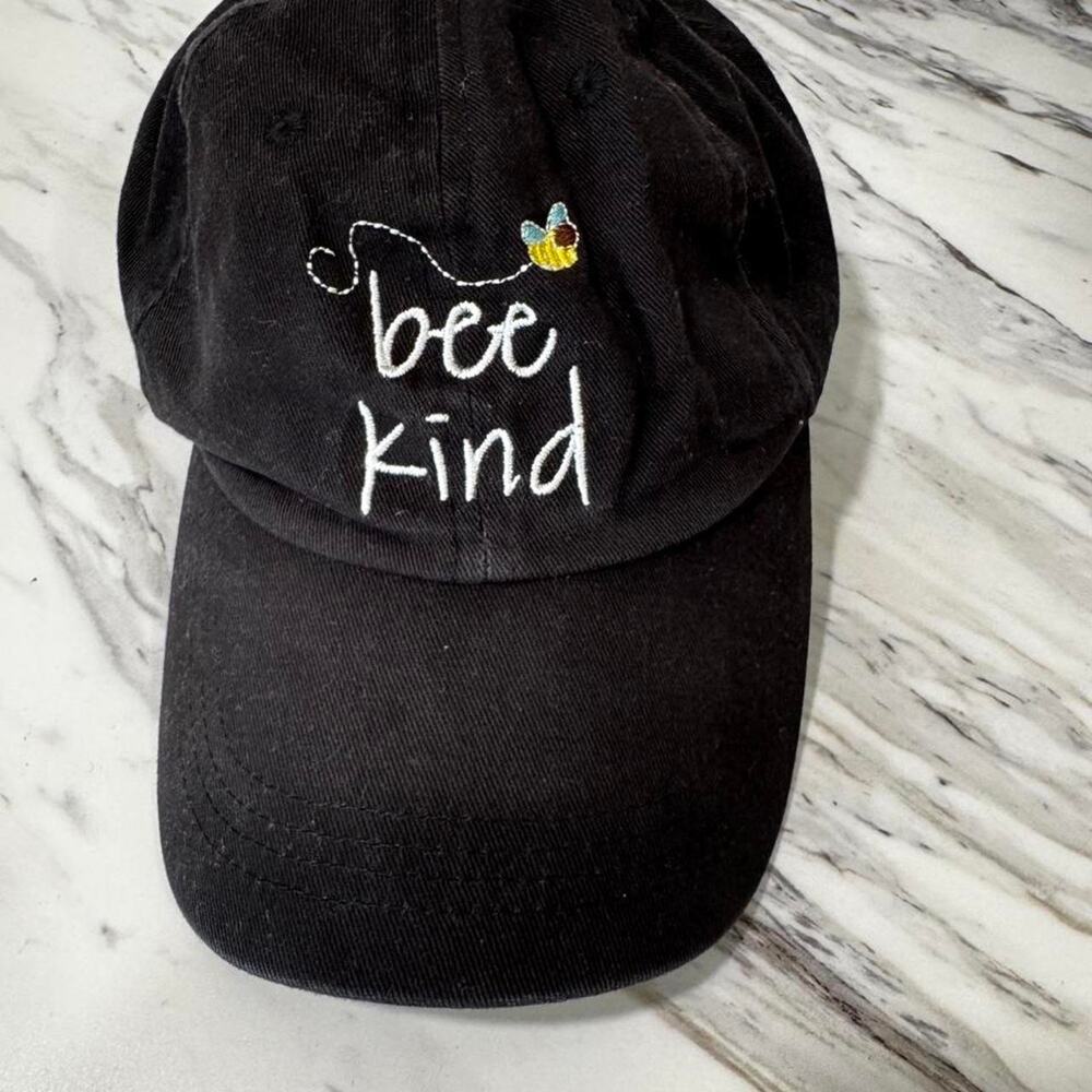 Black corduroy bee kind cap